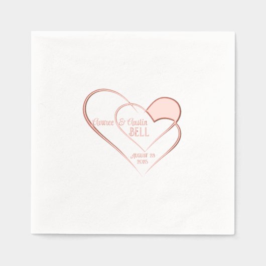 絡み合ったハートバラゴールドフォイルスタンディングナプキンス 箔ナプキン (正面)