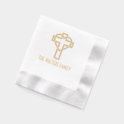 絡み合ったハートファミリ名で交差 箔ナプキン (左)