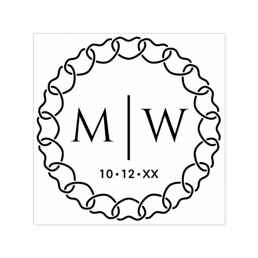 絡み合ったハートフレーム2イニシャル結婚のモノグラム セルフインキングスタンプ (デザイン)