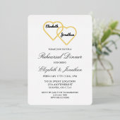 絡み合ったハートリハーサルディナー 箔招待状 (立ち正面)