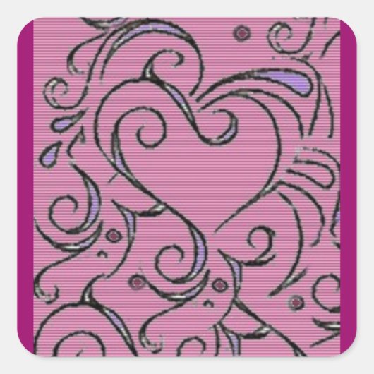 絡み合ったハート スクエアシール (正面)