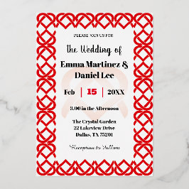 絡み合ったハート 箔招待状