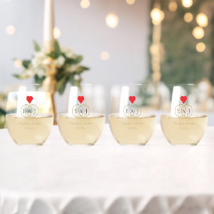 絡み合ったリングや輪結婚ズ ステムなしワイングラス