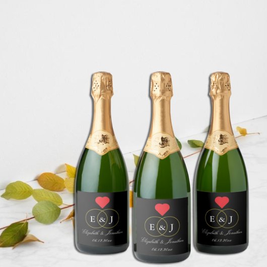 絡み合ったリングや輪結婚ズ スパークリングワインラベル