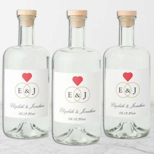 絡み合ったリングや輪結婚ズ リキュールボトルラベル