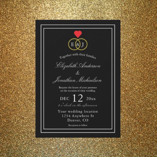 絡み合ったリングや輪結婚ズ 招待状