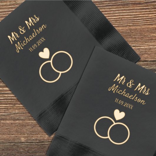 絡み合ったリングや輪結婚ズ 箔ナプキン