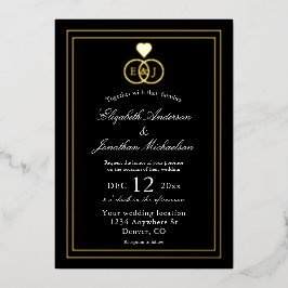 絡み合ったリングや輪結婚ズ 箔招待状