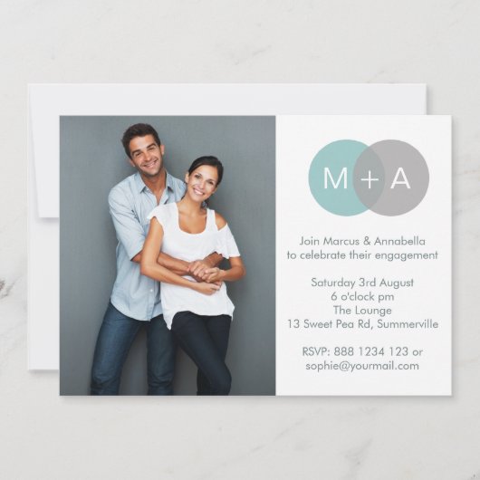 絡み合った円婚約パーティ写真招待状 招待状 (正面)