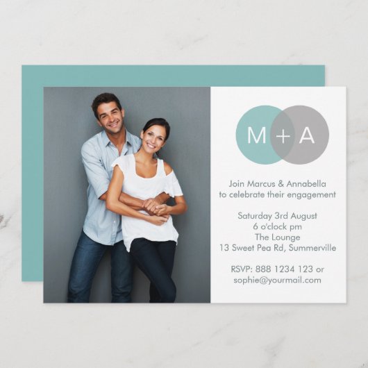 絡み合った円婚約パーティ写真招待状 招待状 (正面/裏面)