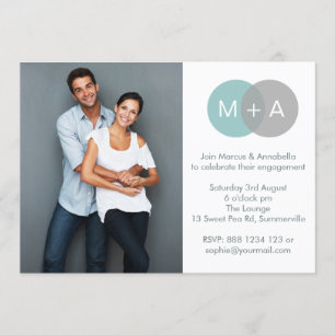 絡み合った円婚約パーティ写真招待状 招待状