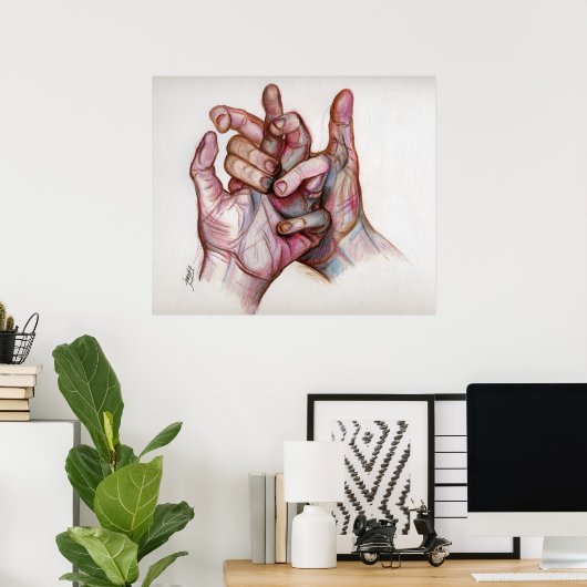 絡み合った手 ポスター (ホームオフィス)