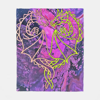 絡み合った龍 フリースブランケット