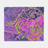 絡み合った龍 フリースブランケット (正面(横))