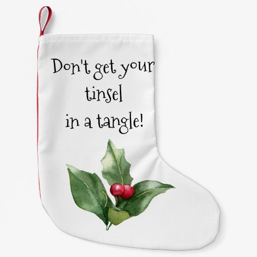 絡み合わないでよ!クリスマスおもしろい スモールクリスマスストッキング (正面)