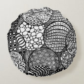 絡んだデザインボールの黒n白、両側 ラウンドクッション (裏面)