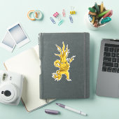 絡んだ枝が黄色い不気味な木キャラクター シール (iPadカバー)
