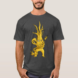 絡んだ枝が黄色い不気味な木キャラクター Tシャツ