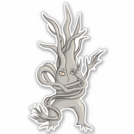 絡んだ枝のある不気味な木のキャラクター シール