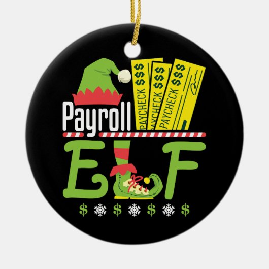 給与小妖精や小人クリスマスクリスマスホリデーオフィス セラミックオーナメント (正面)