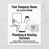 給排水管と暖房サービス漫画デザイン チラシ (正面)