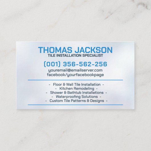 給排水衛生設備およびタイル表示サービス 名刺 (裏面)