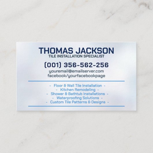 給排水衛生設備およびタイル表示サービス 名刺 (裏面)