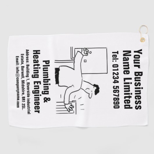 給排水衛生設備および暖房エンジニアデザイン ゴルフタオル (横)