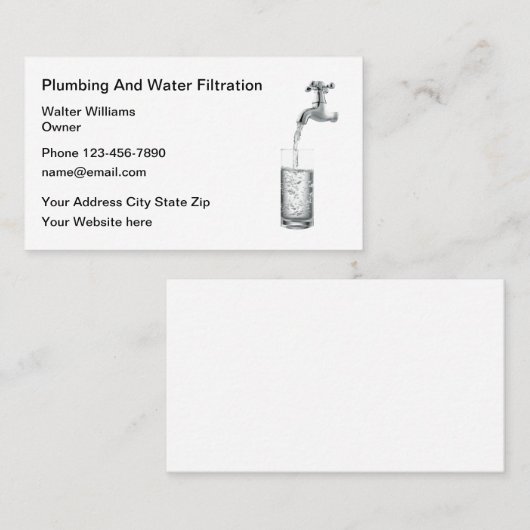 給排水衛生設備と水フィルタのサービス 名刺 (正面/裏面)
