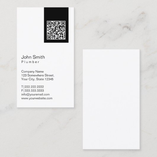 給排水衛生設備の黒いラベルQRコードの最小化 名刺 (正面/裏面)