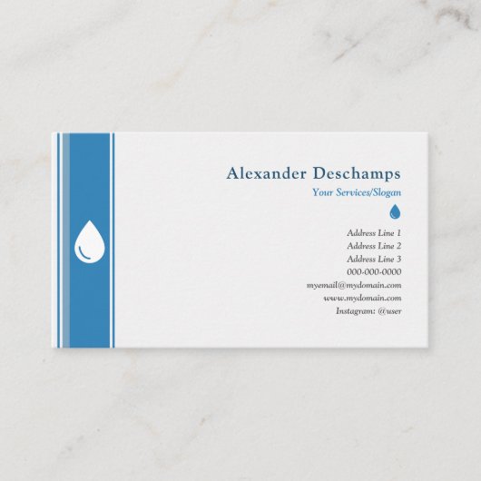 給排水衛生設備またはハウスクリーニング – ウォータードロップ 名刺 (正面)