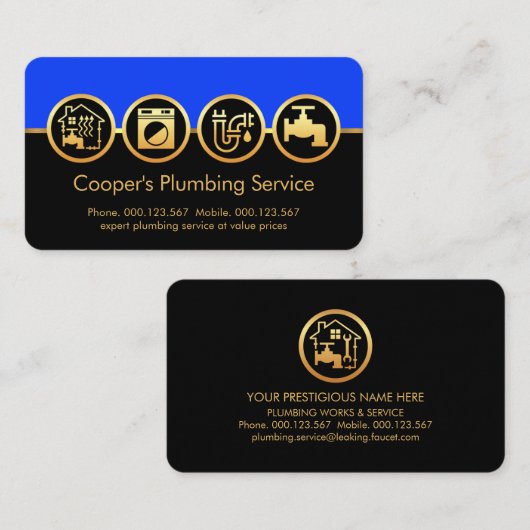給排水衛生設備スタイリッシュアイコン給排水衛生設備配管 名刺 (正面/裏面)