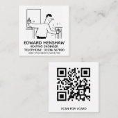 給排水衛生設備配管および暖房技術者 スクエア名刺 (正面/裏面)