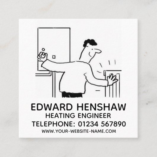 給排水衛生設備配管および暖房技術者 スクエア名刺 (正面)