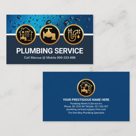 給排水衛生設備配管アイコンウォータードロップ名刺 名刺 (正面/裏面)