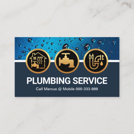 給排水衛生設備配管アイコンウォータードロップ名刺 名刺 (正面)