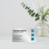 給排水衛生設備配管アイコン | メタル背景 名刺 (スタンド正面)