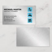 給排水衛生設備配管アイコン | メタル背景 名刺 (正面/裏面)