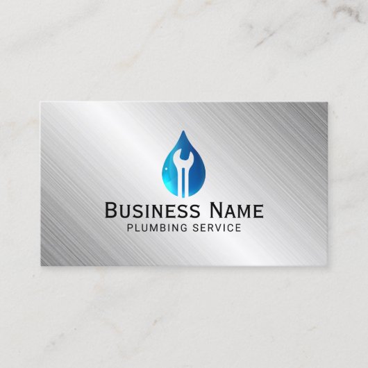 給排水衛生設備配管ウォータードロップツールロゴメタル 名刺 (正面)