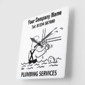 給排水衛生設備配管サービスの漫画の時計 スクエア壁時計 (傾斜)