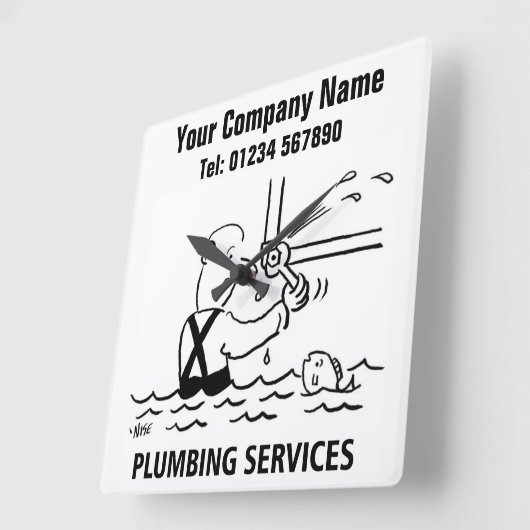 給排水衛生設備配管サービスの漫画の時計 スクエア壁時計 (傾斜)