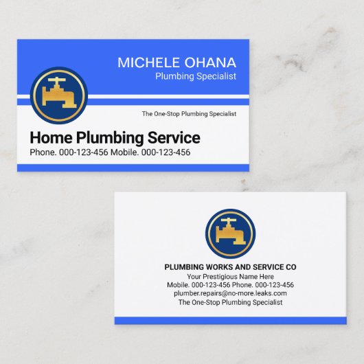 給排水衛生設備配管サービスの青い水層 名刺 (正面/裏面)