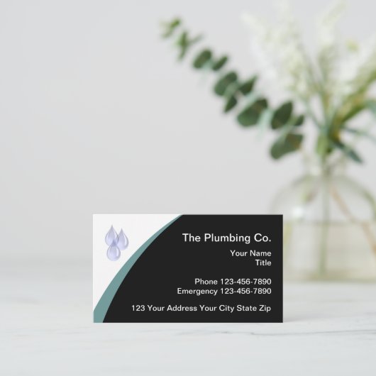 給排水衛生設備配管サービスモダンデザイン 名刺 (スタンド正面)