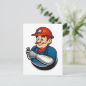 給排水衛生設備配管サービスロゴ ポストカード (スタンド正面)