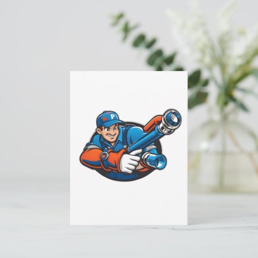 給排水衛生設備配管サービスロゴ ポストカード (スタンド正面)