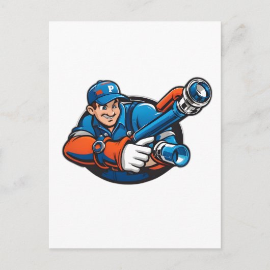 給排水衛生設備配管サービスロゴ ポストカード (正面)