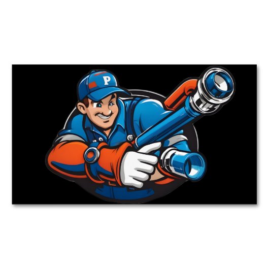 給排水衛生設備配管サービスロゴ マグネット名刺 (正面)