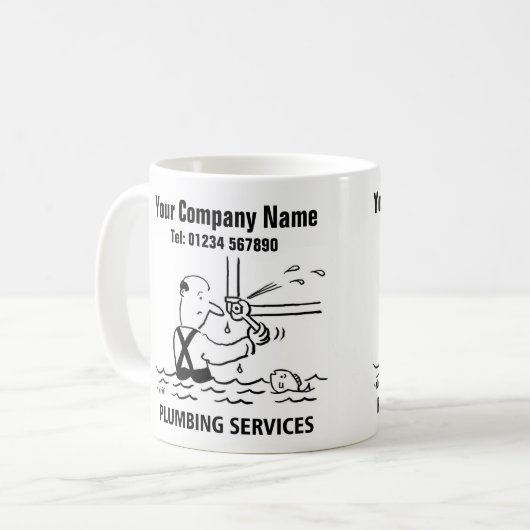 給排水衛生設備配管サービス漫画のマグカップ コーヒーマグカップ (正面左)