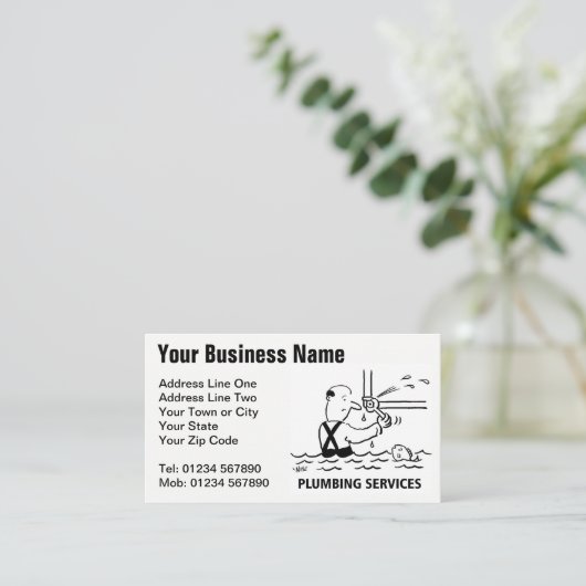 給排水衛生設備配管サービス漫画の名刺 名刺 (スタンド正面)