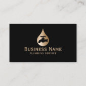 給排水衛生設備配管サービス金ゴールドウォータードロッププラマー 名刺 (正面)